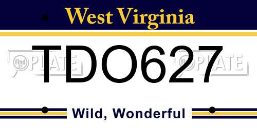 TDO627 West Virginia License Plate