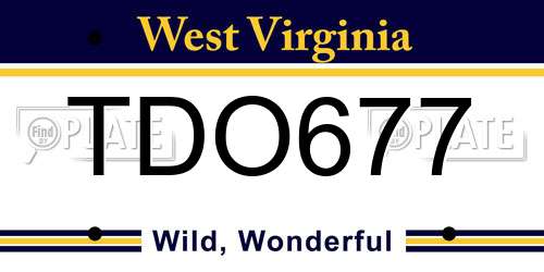 TDO677 West Virginia License Plate