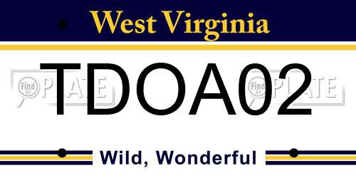 TDOA02 West Virginia License Plate