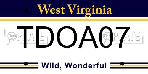 TDOA07 West Virginia License Plate