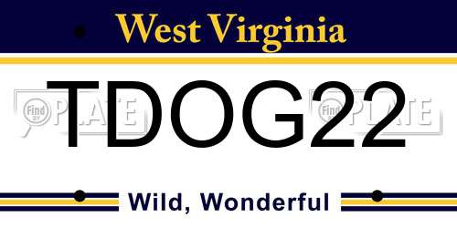 TDOG22 West Virginia License Plate