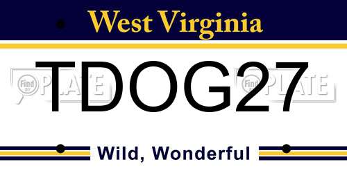 TDOG27 West Virginia License Plate