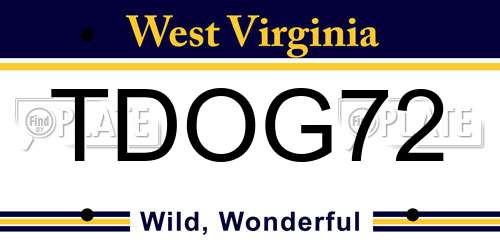 TDOG72 West Virginia License Plate