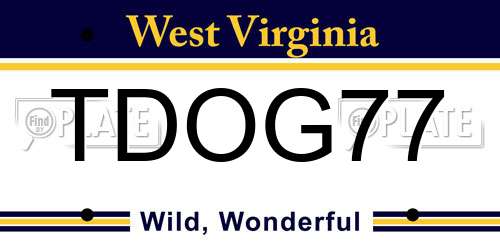 TDOG77 West Virginia License Plate