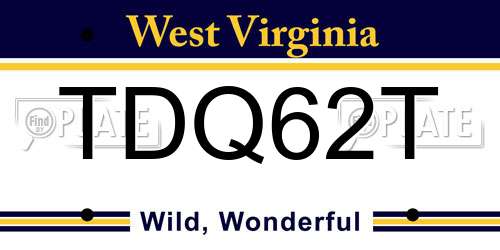 TDQ62T West Virginia License Plate