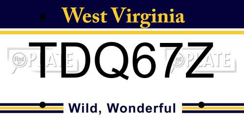 TDQ67Z West Virginia License Plate