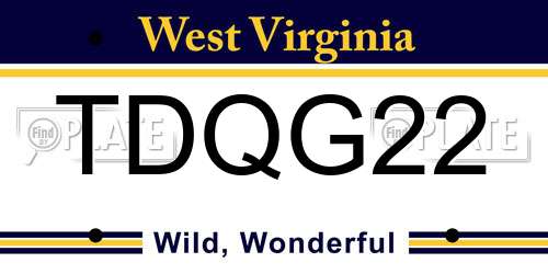 TDQG22 West Virginia License Plate