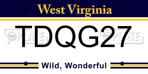 TDQG27 West Virginia License Plate