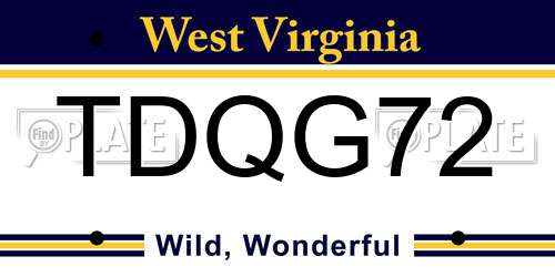 TDQG72 West Virginia License Plate