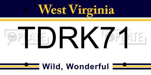 TDRK71 West Virginia License Plate