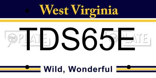 TDS65E West Virginia License Plate