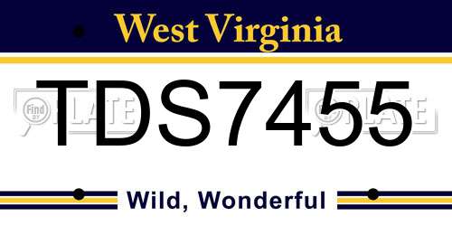 TDS7455 West Virginia License Plate