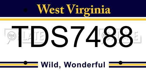 TDS7488 West Virginia License Plate
