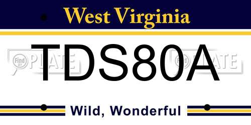 TDS80A West Virginia License Plate