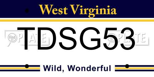 TDSG53 West Virginia License Plate