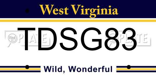 TDSG83 West Virginia License Plate