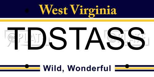 TDSTASS West Virginia License Plate