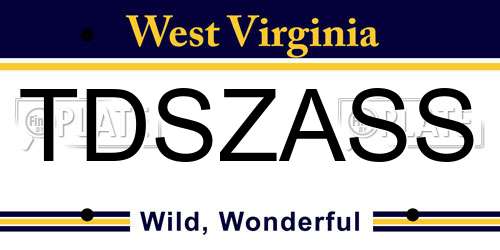 TDSZASS West Virginia License Plate
