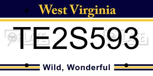 TE2S593 West Virginia License Plate