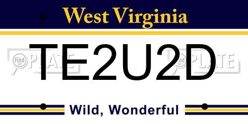 TE2U2D West Virginia License Plate