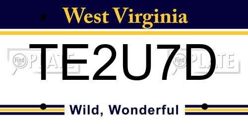 TE2U7D West Virginia License Plate