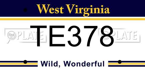 TE378 West Virginia License Plate