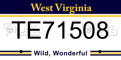 TE71508 West Virginia License Plate