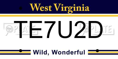 TE7U2D West Virginia License Plate