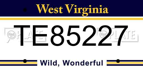 TE85227 West Virginia License Plate