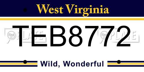 TEB8772 West Virginia License Plate