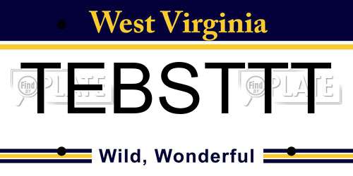 TEBSTTT West Virginia License Plate