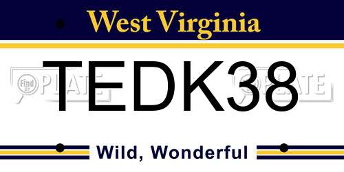 TEDK38 West Virginia License Plate