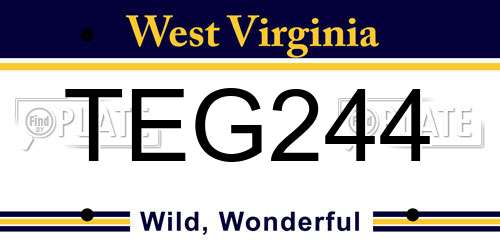 TEG244 West Virginia License Plate
