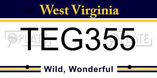 TEG355 West Virginia License Plate