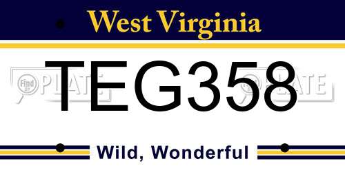 TEG358 West Virginia License Plate