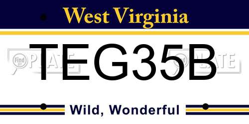 TEG35B West Virginia License Plate