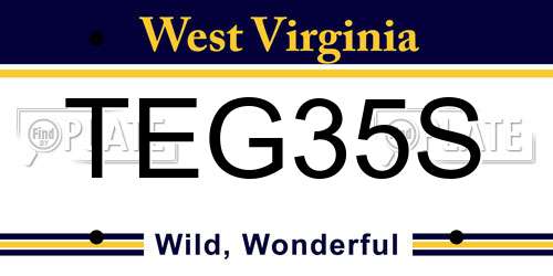 TEG35S West Virginia License Plate
