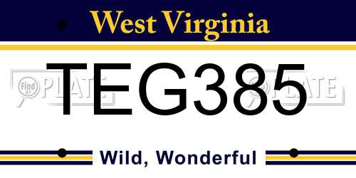 TEG385 West Virginia License Plate