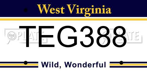TEG388 West Virginia License Plate
