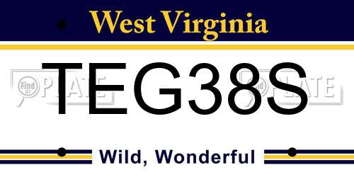 TEG38S West Virginia License Plate