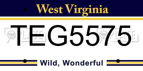 TEG5575 West Virginia License Plate