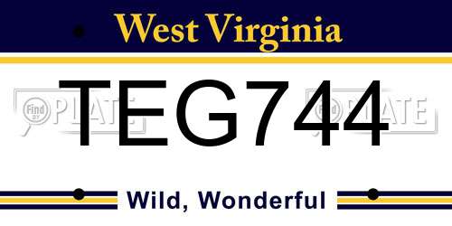 TEG744 West Virginia License Plate