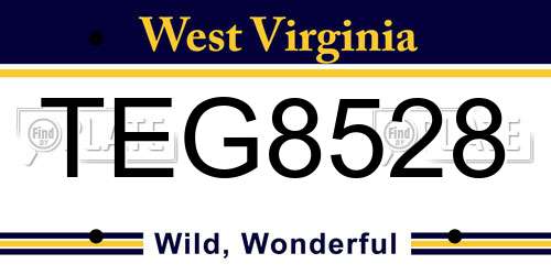 TEG8528 West Virginia License Plate