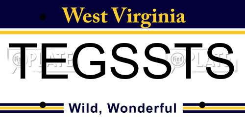 TEGSSTS West Virginia License Plate