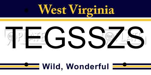 TEGSSZS West Virginia License Plate