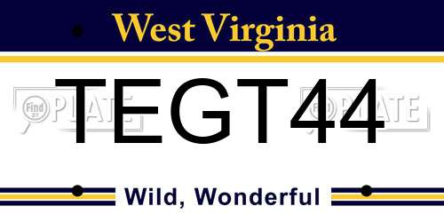 TEGT44 West Virginia License Plate