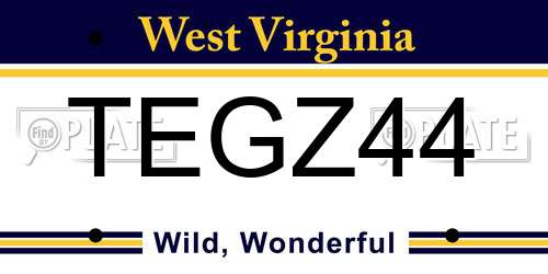 TEGZ44 West Virginia License Plate