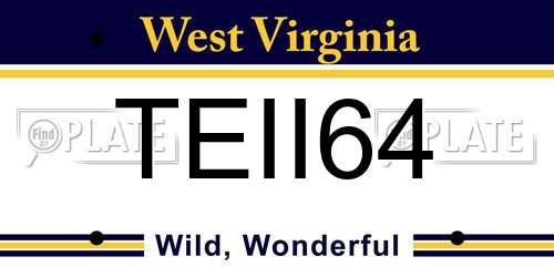 TEII64 West Virginia License Plate