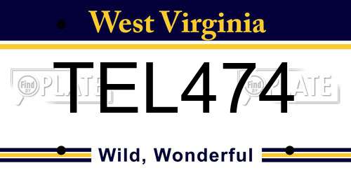 TEL474 West Virginia License Plate