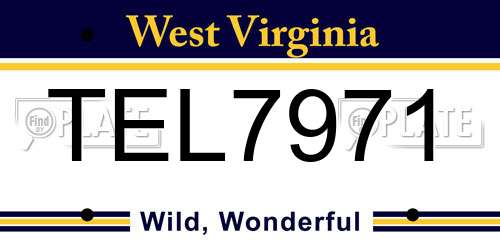 TEL7971 West Virginia License Plate